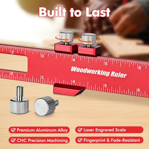 3PCS Woodworking Ruler Set, Precision Measuring Tool for Layout