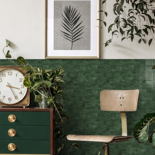 URCOLOR 102-Piece Peel and Stick Backsplash Tiles,3" x 6" Blackish Green Glossy Tile, Stick on Backsplash for Kitchen, Bathroom, Fireplace - color: Blackish Green