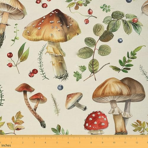 Feelyou Mushroom Chairs Fungus Fabric by The Yard 10 Yard Kids Soft - color: Beige Green, size: 10 Yards