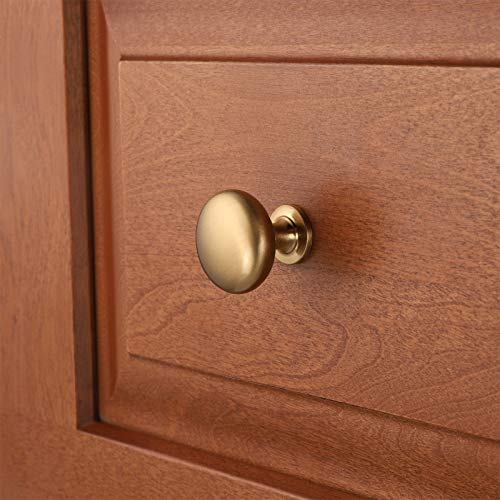 Aged Brass Knobs 12 Pack, Solid Warm Gold Cabinet Knobs, Antique Brass Drawer Knobs, Champagne Bronze Kitchen Cabinet Hardware,Diameter 1-1/5" - color: Warm Gold