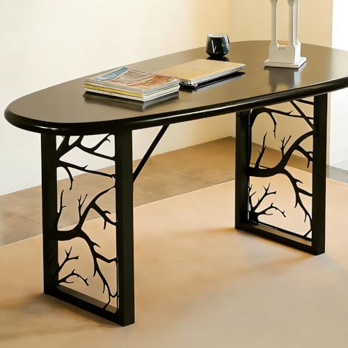 28 inch Table Legs Set of 2 - Heavy Duty Metal Desk Base with Nature-Inspired Laser Cut Design, for Industrial Modern Dining Table, Easy Installation (E)