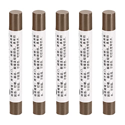 uxcell Furniture Repair Crayons, 5Pcs - Wood Wax Filler Stick, Furniture Markers Touch Up - for Scratches Holes Tables Desks Wooden Floors Cover Ups, Deep Brown - color: Deep Brown