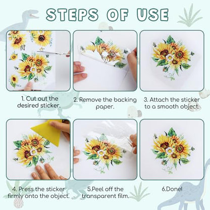 Joeyan Rub On Transfers for Crafts and Furniture, 2 Sheets Large Dinosaur Rub on Stickers DIY Animal Transfer Decals for Wood Glass Metal Canvas Porcelain Plastic Home Decorations, 11" x16" - style: Dinosaur