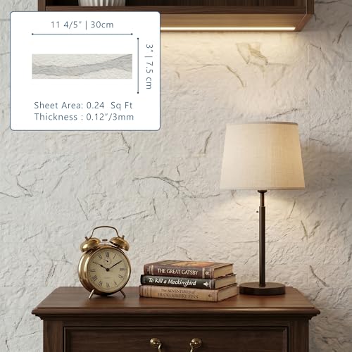 40-Sheet Flexible Stone Peel and Stick Backsplash Tile, 3" x 11.8" Carrara White MCM Modified Clay Material Wall Covering, Subway Texture Self-Adhesive Wall Tiles for Kitchen Bathroom Fireplace - color: Carrara White