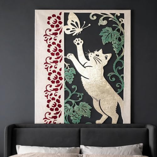 TIAMECH A4 Reusable Cat Catching Butterfly Stencil for Painting - color: Cat Catching Butterfly