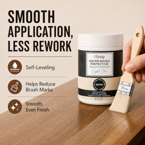 Water-Based Polyurethane for Wood, Clear Satin Finish, 8 fl oz - style: Water-Based Satin