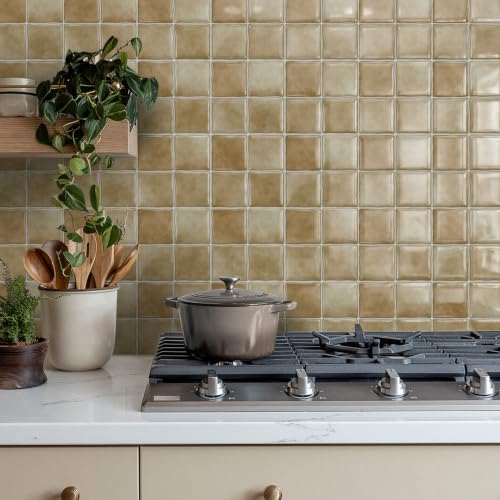 20pcs Peel and Stick Backsplash Wall Tiles,Sandy Beige 6"x6" - color: Sandy Beige