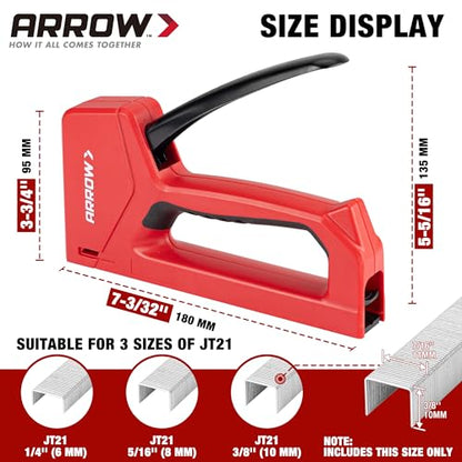 Arrow Light Duty Staple Gun with Safety Lock and 2000 3/8" JT21 Staples