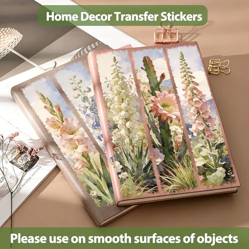 WANDIC 3 Sheets UV DTF Rub on Transfer Stickers for Craft, Elegant Floral Theme Cup Warp Waterproof Decals for Junk Journal Furniture Glass Wood - color: Flower Bookmark