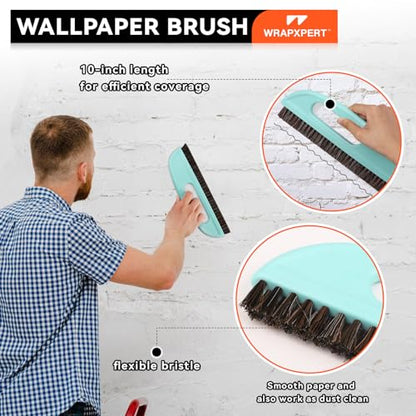 WRAPXPERT Peel and Stick Wallpaper Tools,Wallpaper Smoothing Tool Kit with Smoother,Edge Guider,Paste Brush for Backsplash Tile,Contact Paper - color: T123