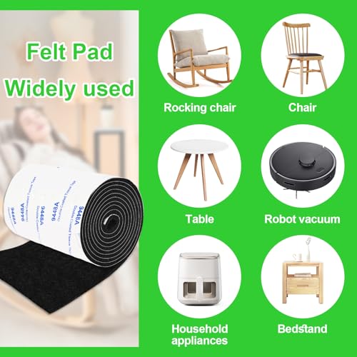 Felt Furniture Pads, Felt Pads for Furniture, 5"x 40" Black Cuttable - size: 1 Roll 5x40 inch