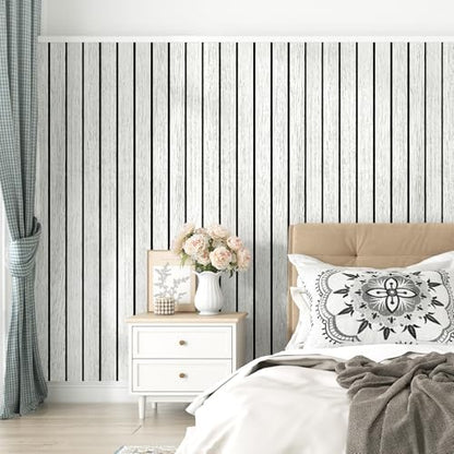 Light Grey Wood Slat Wall Panelling PVC Wall Panels Peel and Stick - color: Light Gray