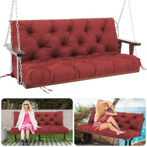 48" / 4 FT Porch Swing Cushions Outdoor, 5" Thick 2-3 seat Swing Cushion - color: Wine Red, size: 48x40x5inch