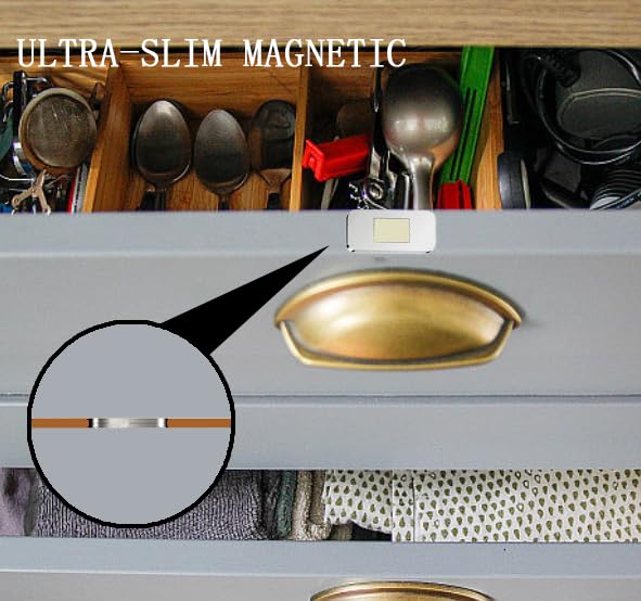 6 Pack Extra Strong Magnetic Cabinet Door Catch: No-Drill Invisible Ultra Thin Magnets, Drawer Magnets with Strong Adhesive to Stay Closed, for Kitchen, Bathroom, Closet, RV Door Closing