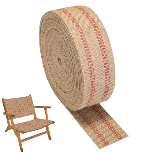 NATGAI 3.5" W x 33 Yards L Craft Jute Webbing Tape Roll with Red Line - size: 3.5" x 33 Yards