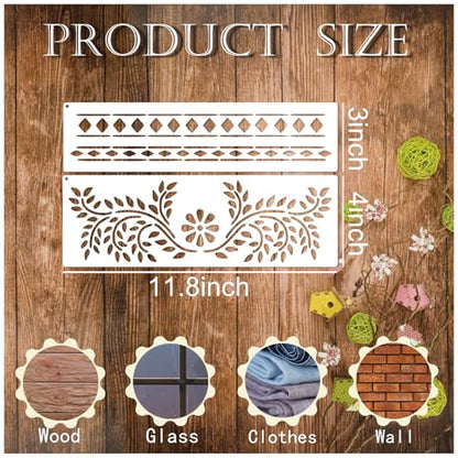 Corner Border Stencils for Crafts Mexican Flower Furniture Stencils - style: border
