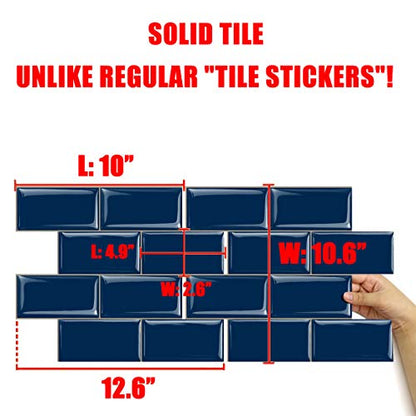 STICKGOO 10-Sheet Backsplash Peel and Stick Subway Tile(Thicker Design) - color: Deep Blue