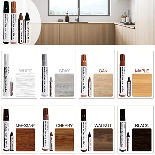 SEISSO 17 Piece Furniture Touch Up Markers Kit with Wax Sticks Sharpener - color: 8 + 8 Colors