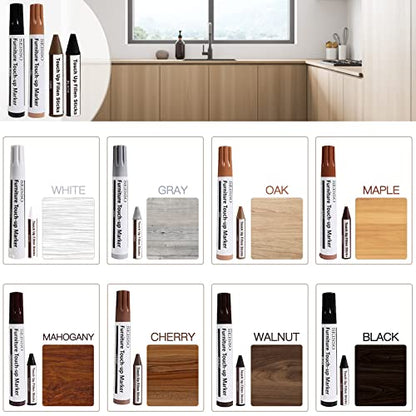 SEISSO 17 Piece Furniture Touch Up Markers Kit with Wax Sticks Sharpener - color: 8 + 8 Colors