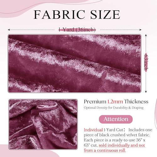 1 Yard 63" Wide Dusty Rose Stretch Crushed Velvet Fabric - color: Dusty Rose, size: 1 Yard