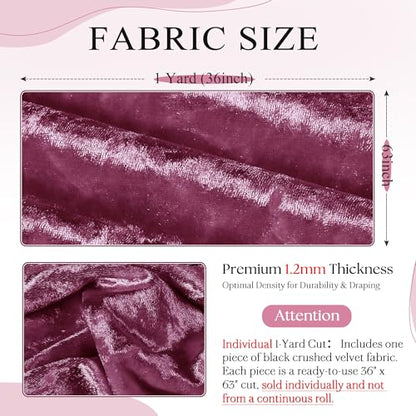 1 Yard 63" Wide Dusty Rose Stretch Crushed Velvet Fabric - color: Dusty Rose, size: 1 Yard
