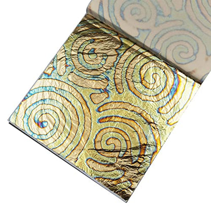 5.5" x 5.5" Imitation Gold Foil Variegated Metallic Leaf 25 Sheets - color: Spiral