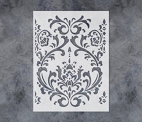 GSS Designs Damask Wall Stencil for Painting 16x21Inch Wall Stencil DIY Home Decor Stencils Paint Stencil for Walls Furniture Floors Fabric Crafts - style: Damask 16''x21''