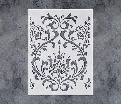 GSS Designs Damask Wall Stencil for Painting 16x21Inch Wall Stencil DIY Home Decor Stencils Paint Stencil for Walls Furniture Floors Fabric Crafts - style: Damask 16''x21''