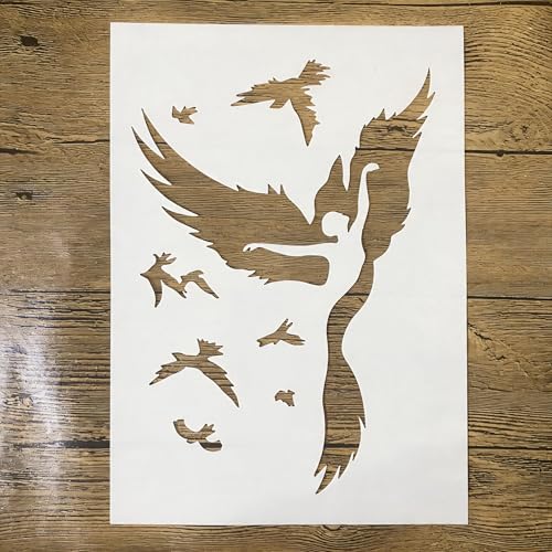 TIAMECH A4 Reusable Phoenix Flying Birds Stencil for Painting - style: Phoenix Flying Birds