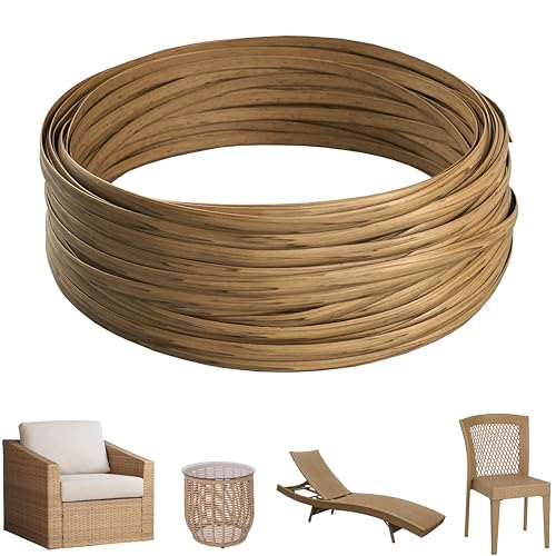 130 Ft Plastic Wicker Repair Supplies, Wicker Repair Kit, Synthetic Rattan Material for Patio Chair Repair Flat Wicker Furniture Repair Replacement (Light Wood Grain) - color: Light Wood Grain, size: 0.55 Lbs