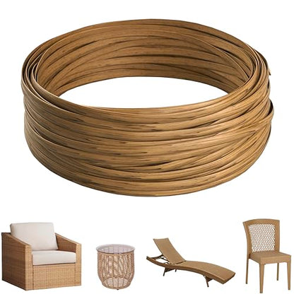 130 Ft Plastic Wicker Repair Supplies, Wicker Repair Kit, Synthetic Rattan Material for Patio Chair Repair Flat Wicker Furniture Repair Replacement (Light Wood Grain) - color: Light Wood Grain, size: 0.55 Lbs
