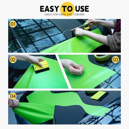 FOSHIO 50M Knife Less Vinyl Wrap Tools Kit, 6PCS Car Wrap Magnets & Vinyl Wrap Gloves, Sponge Roller, Felt Squeegee, Utility Knife Wrapping Paper Cutter Set, Micro Squeegee Window Tint Tools Kit