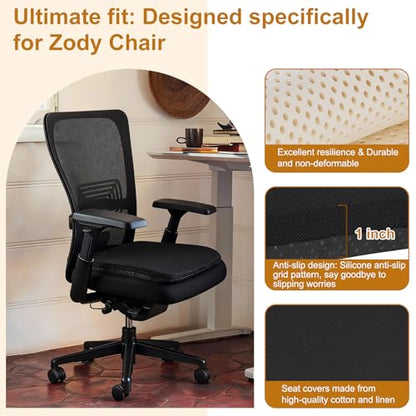 Natural Latex Seat Cushion for Haworth Zody Chair - Ergonomic Office Chair Accessories, Soft and Comfortable Seat Mat （Black）
