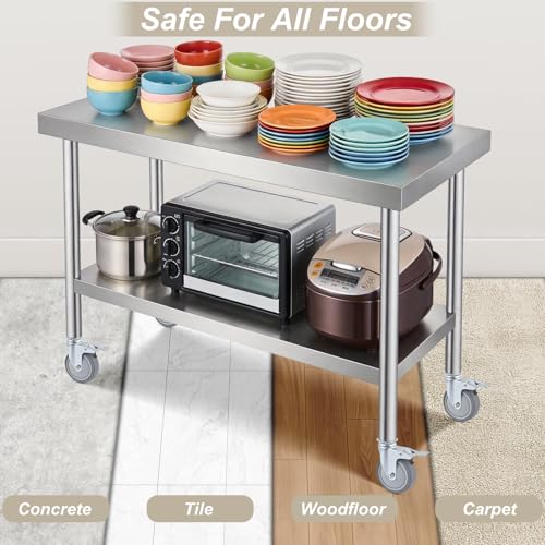 ERKOON 4 Inch Prep Table Caster Wheels Set, 4 Heavy Duty Expanding Stem Casters Fit 7/8", 1", 1-1/2", 1-5/8" Tube Leg with Brake for Stainless Steel Table, Cart, Furniture Legs, Kitchen Workbench - color: 4inch