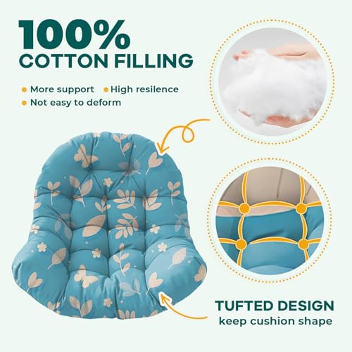 Hanging Egg Chair Cushion 47x35x7 Inches Waterproof Blue Butterfly - color: Blue Butterfly