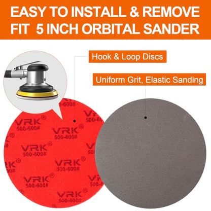 24 PCS 5 Inch Hook and Loop Sanding Sponge Discs Set 500-600 Grit - size: 5 In 500-600 Grit 24 PCS