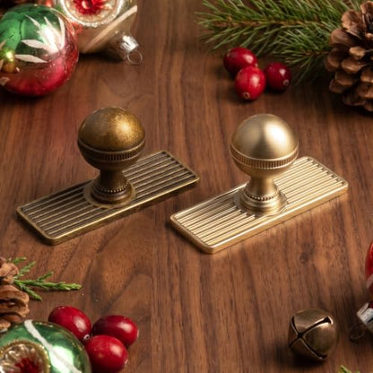 Goo-Ki Cabinet Knobs with Backplate, Champagne Bronze, 6 Pack - color: Champagne Bronze, style: Architectural Flute Style