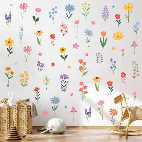 Spring Flower Wall Stickers, 8 Sheets 90 Pcs - color: Spring Flower