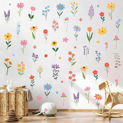 Spring Flower Wall Stickers, 8 Sheets 90 Pcs - color: Spring Flower