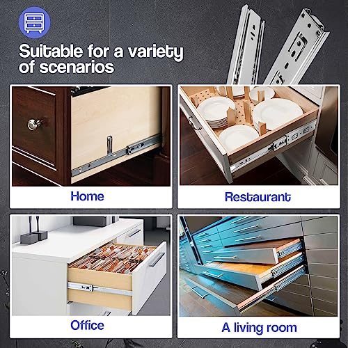 Soft Close Drawer Slides 10 Inch - Silver, 1 Pair (2 Pieces) - color: Silver, size: 10 Inch