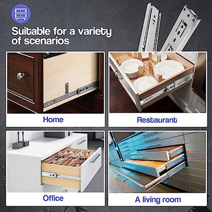Soft Close Drawer Slides 10 Inch - Silver, 1 Pair (2 Pieces) - color: Silver, size: 10 Inch