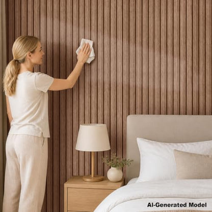118" x 15.8" Peel and Stick PVC Faux Wood Slat Wall Panels - color: Light Brown