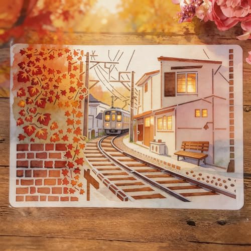TIAMECH A4 Reusable Railway Train Stencil for Painting - style: Railway Train
