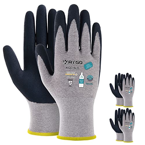 KAYGO Women's Work Gloves, Sandy Latex Grip, Breathable - color: Grey, size: Large