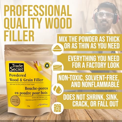 Trade Secret Wood Filler Powder, White Oak Tintable Grain Repair, 150 g - color: White Oak