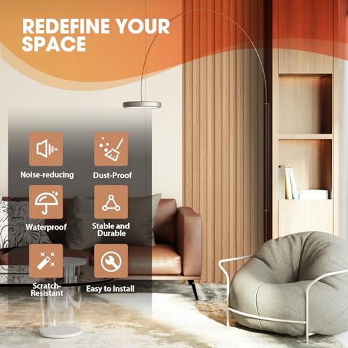 OUZUGIE WPC Acoustic Slat Wall Paneling, 8-Pack 96 x 6 Inches - color: Oak, size: (High)96“ x 6"