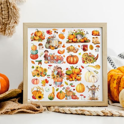 Fall Rub on Transfers for Crafts - 16 Sheets Pumpkin Gnome Rub on Transfers for Furniture Sunflower Maple Leaves Autumn Rub on Transfer Decal Sticker for Thanksgiving Wood DIY Craft Decor - style: Fall