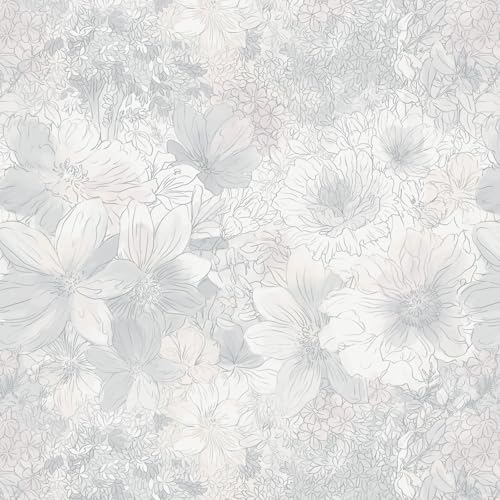 Heroad Floral Peel and Stick Wallpaper Vintage Grey/Pink Contact Paper Removable Self-Adhesive Wall Paper for Cabinets Bedroom Bathroom Waterproof Renter Friendly Mural Decor Vinyl Roll 17.3''x78.7'' - color: Grey and Pink, size: 17.3" x 78.7"