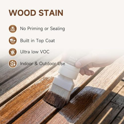 Wood Stain and Sealer, Built‑in Brush, Red Wood, 2 Pack, 10.6 Oz - color: Red Wood, size: 2 Pack