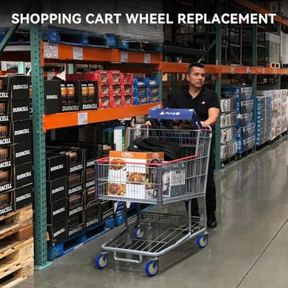 5" Wheels for Cart, 5/16" Axle Polyurethane Shopping Cart Wheels Replacement Casters 1200lbs Total Capacity (4-Pack 5/16" Bore, Blue) - style: Blue(5/16'' Bore)